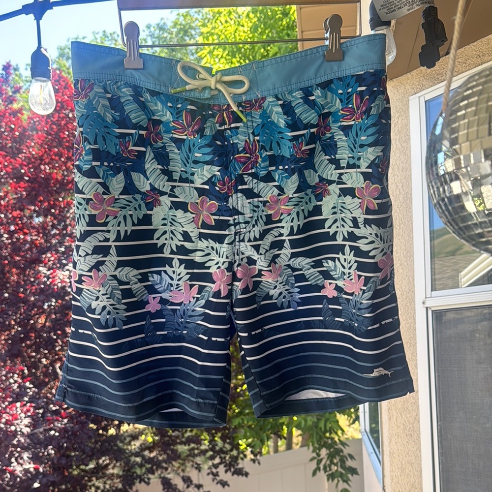 Floral Striped Tommy Bahama Swim Shorts